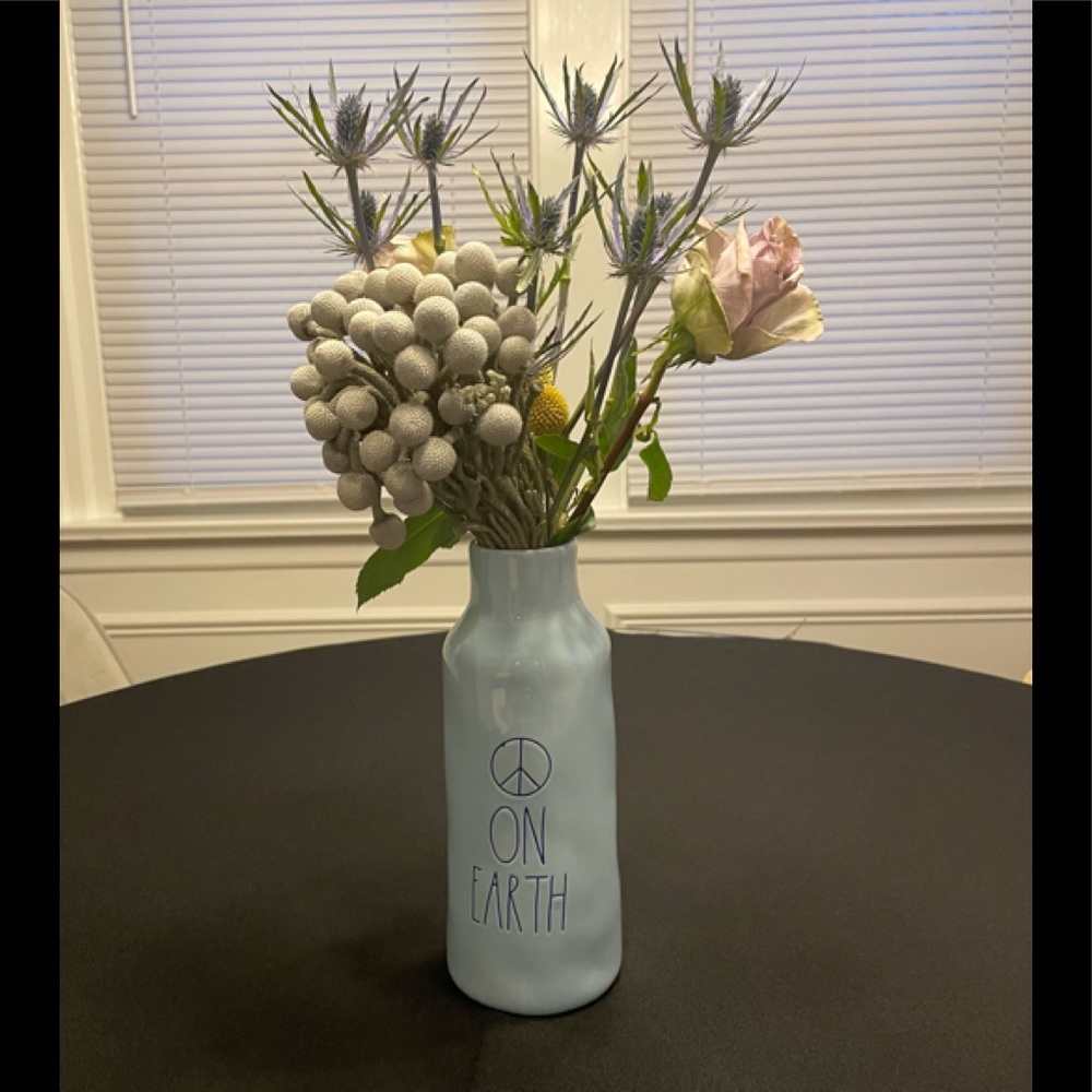 Rae Dunn Peace on Earth Light Blue Vase (NWOT)